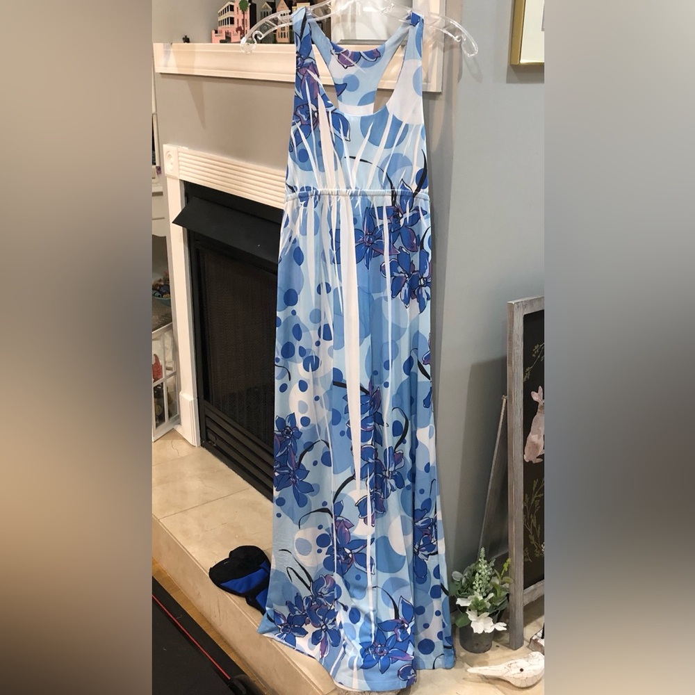 Vintage Y2K Tracy Lynn Sleeveless Floral Flower Polka Dot Maxi Sun Dress